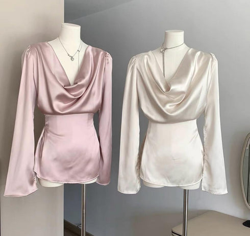 Satin Cowl Neck Top